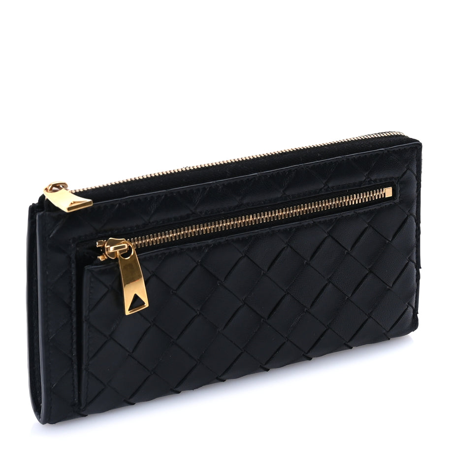 Bottega Veneta Nappa Intrecciato Zip Around Wallet Black Image 3