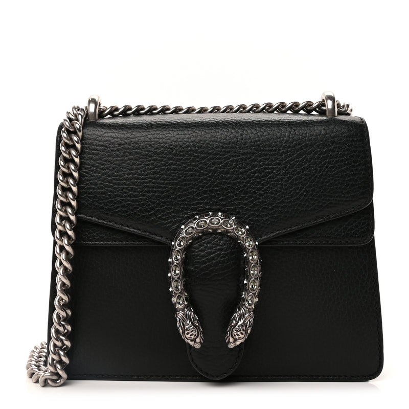  Gucci Calfskin Mini Dionysus Shoulder Bag  Black
