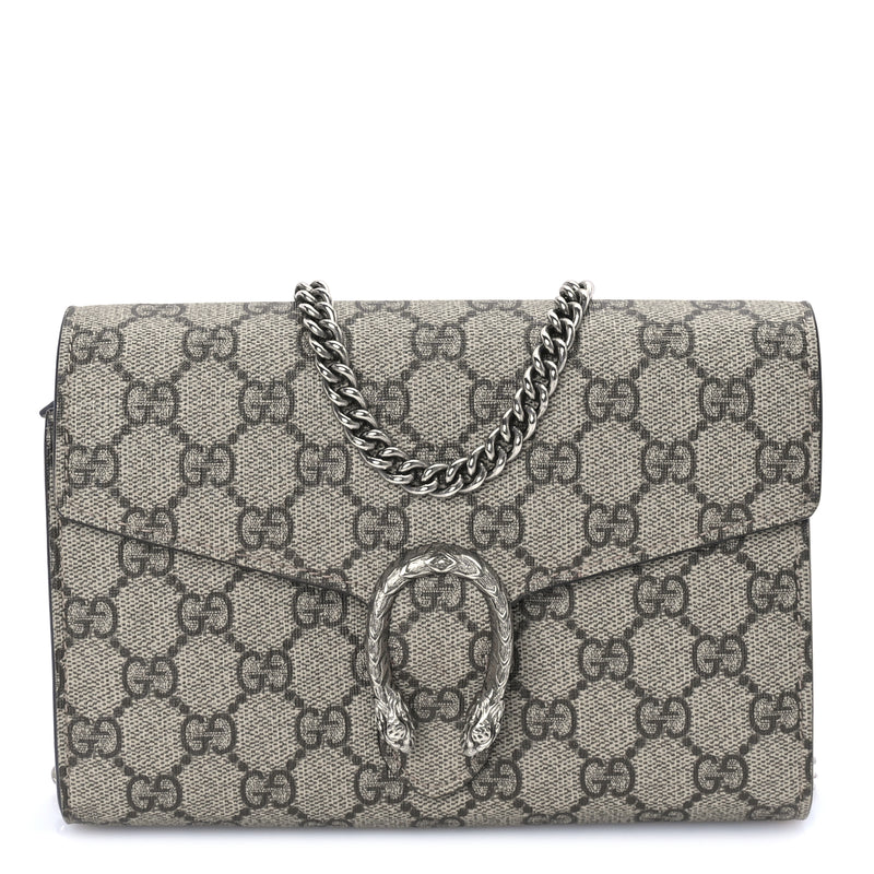  Gucci GG Supreme Monogram Mini Dionysus Chain Wallet  Beige Taupe