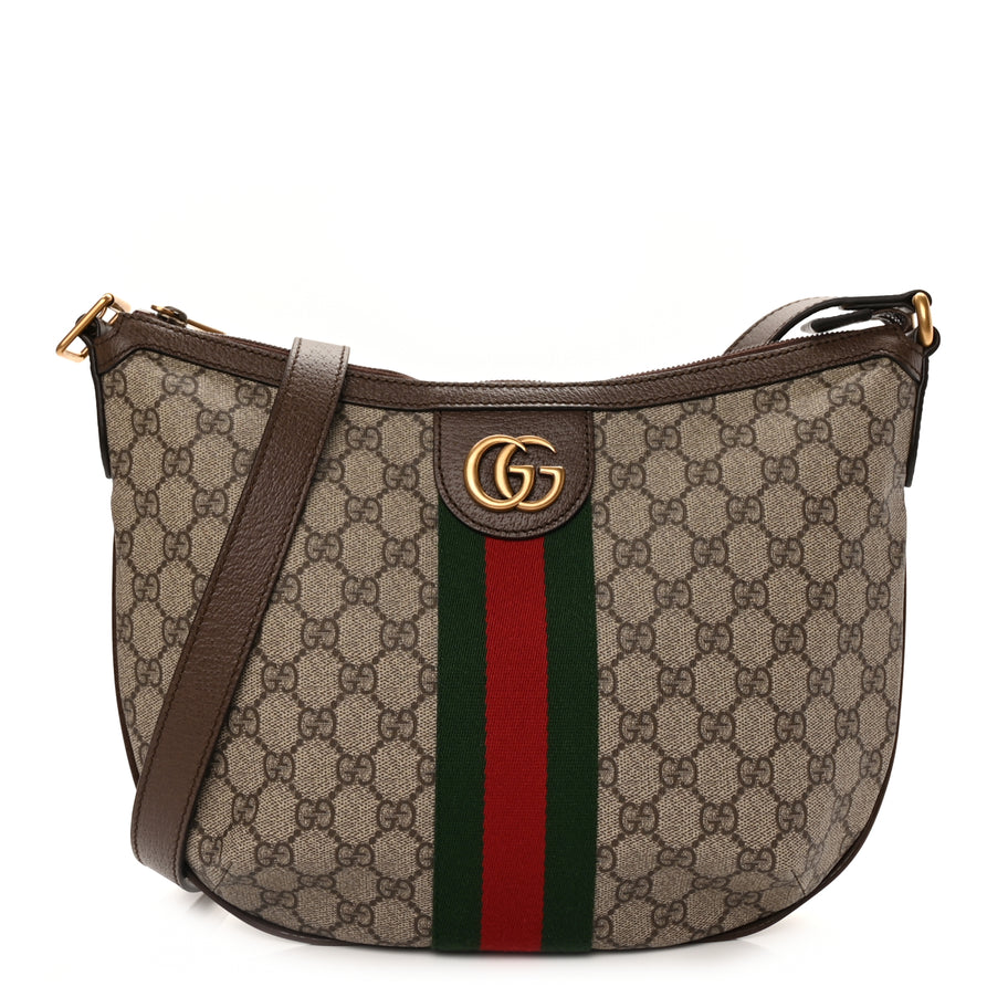 Gucci GG Supreme Monogram Web Small Ophidia Half Moon Hobo Brown Image 1