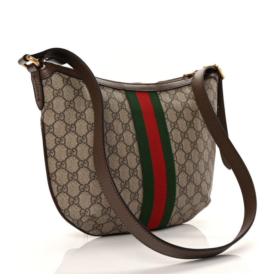Gucci GG Supreme Monogram Web Small Ophidia Half Moon Hobo Brown Image 2
