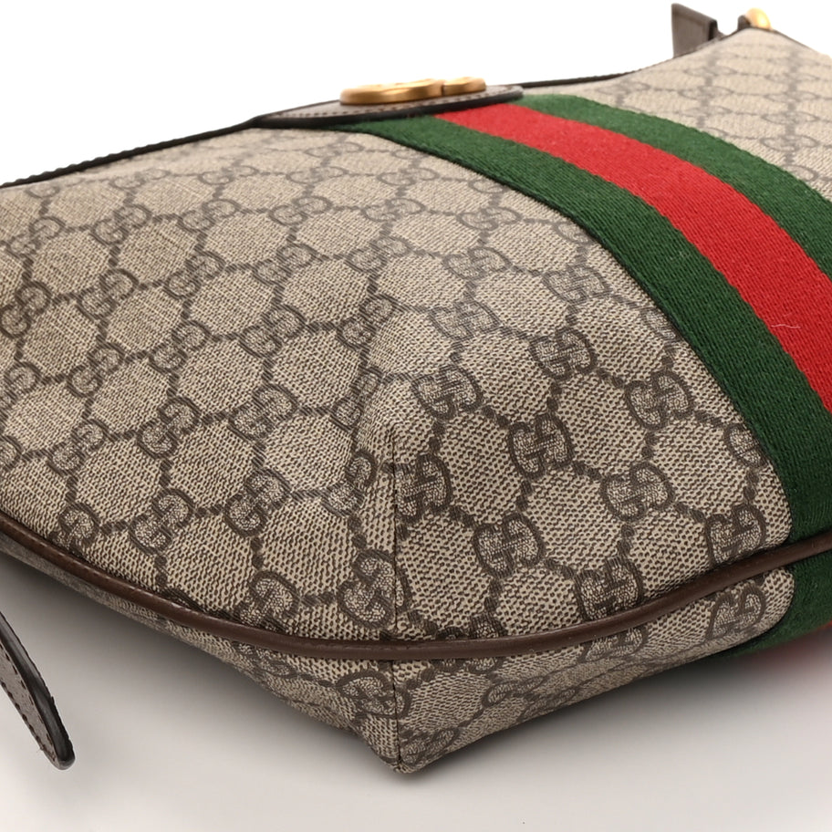 Gucci GG Supreme Monogram Web Small Ophidia Half Moon Hobo Brown Image 7