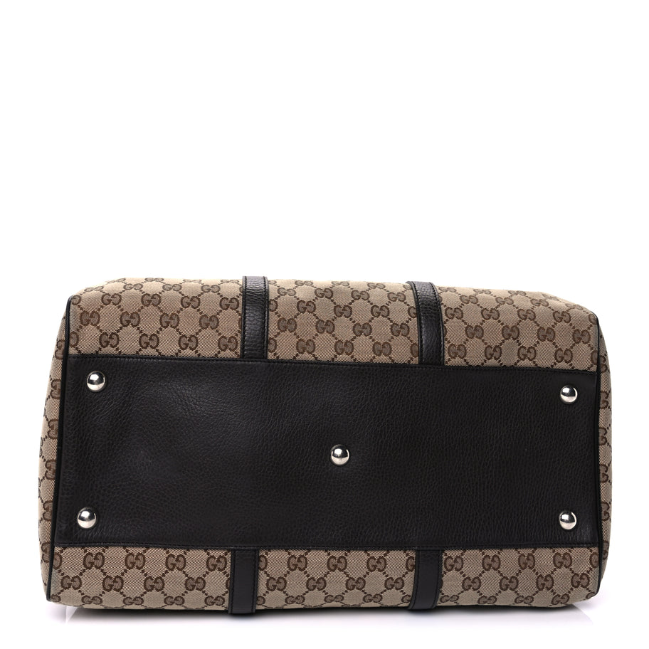 Gucci Gucci Monogram Dollar Calfskin Large Boston Duffle Bag  Beige Ebony Testa di Moro Marrone Scuro Image 3