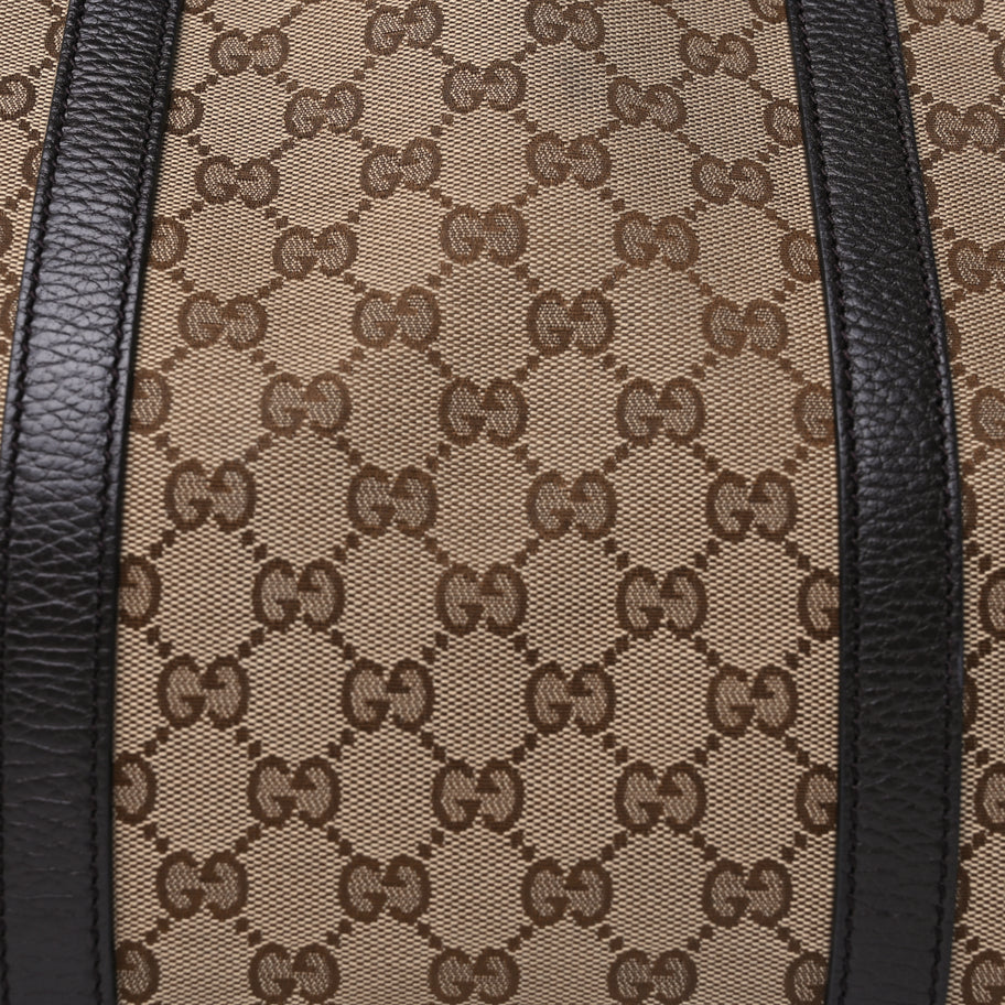 Gucci Gucci Monogram Dollar Calfskin Large Boston Duffle Bag  Beige Ebony Testa di Moro Marrone Scuro Image 6