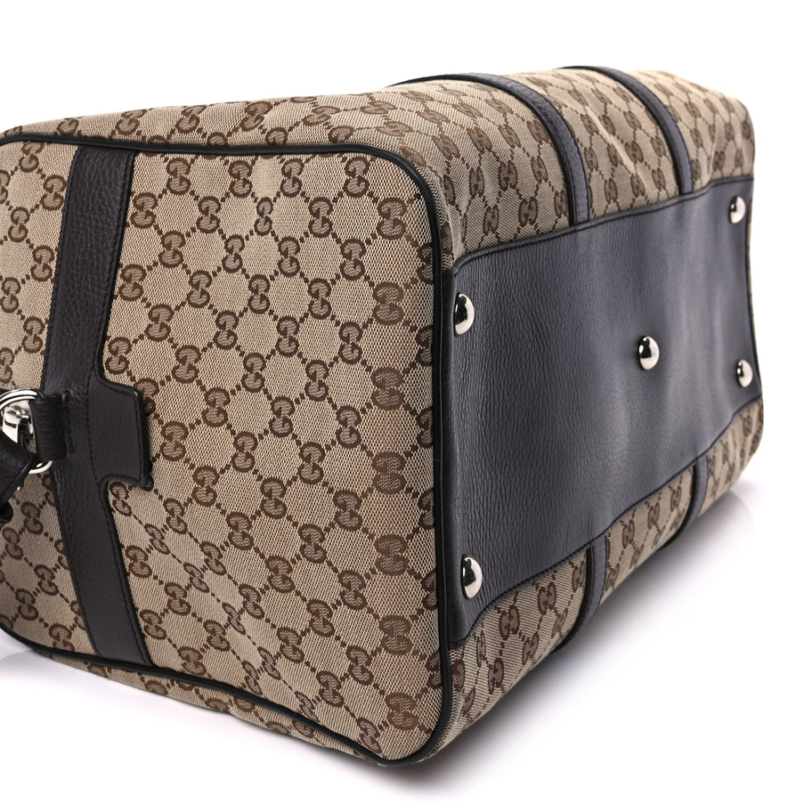 Gucci Gucci Monogram Dollar Calfskin Large Boston Duffle Bag  Beige Ebony Testa di Moro Marrone Scuro Image 7