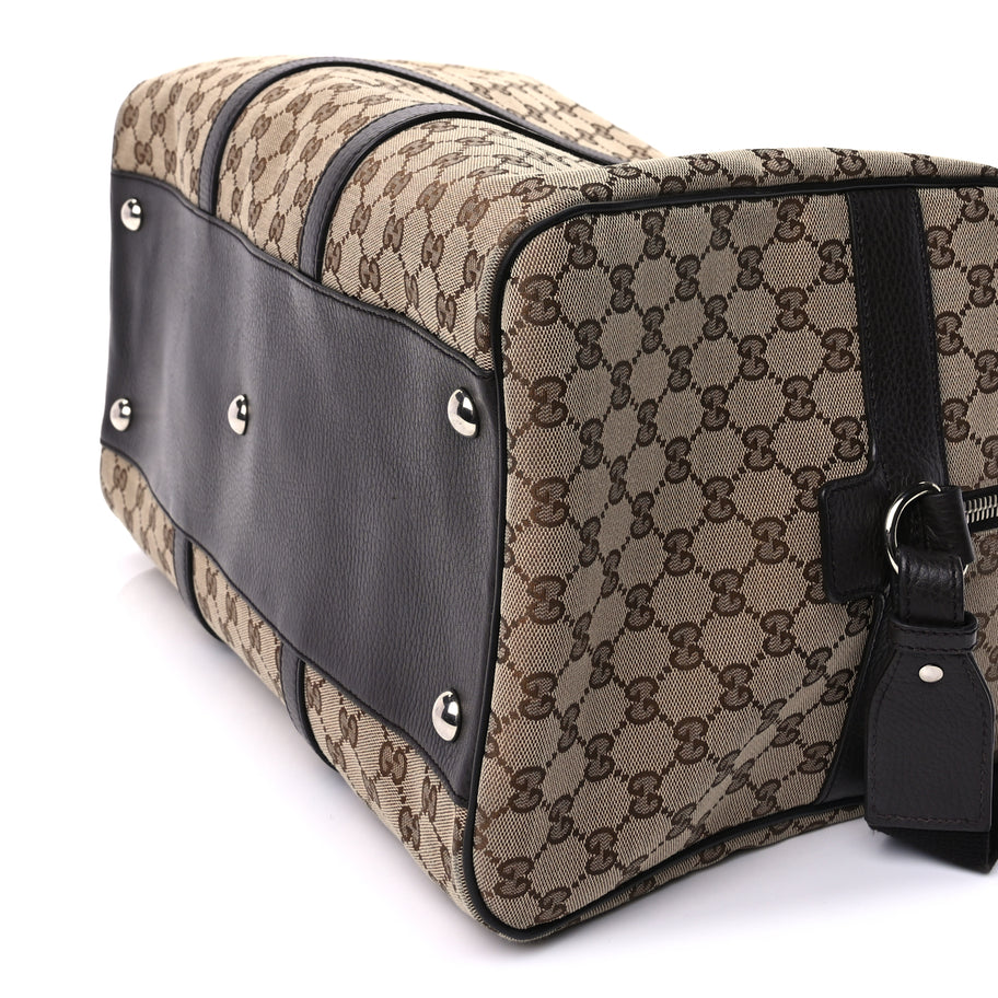 Gucci Gucci Monogram Dollar Calfskin Large Boston Duffle Bag  Beige Ebony Testa di Moro Marrone Scuro Image 8