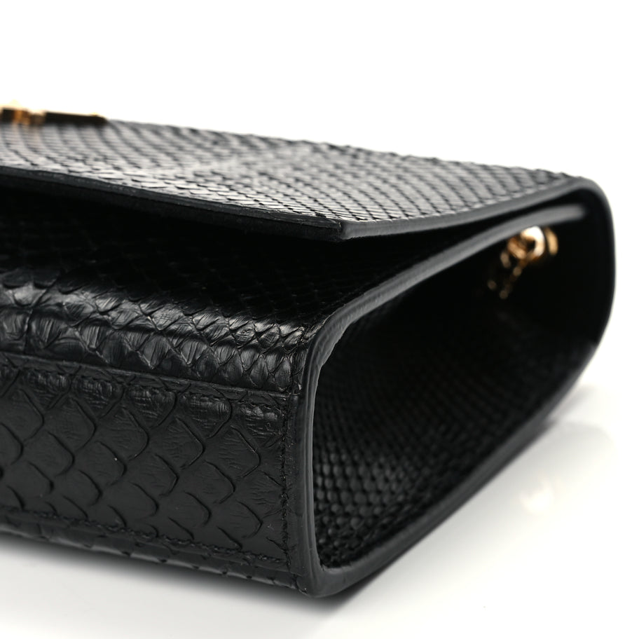 Saint Laurent Snakeskin Medium Classic Monogram Kate Tassel Satchel Black Image 8