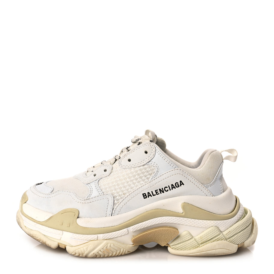 Balenciaga Fabric Mesh Womens Triple S Sneakers 38 White Image 1