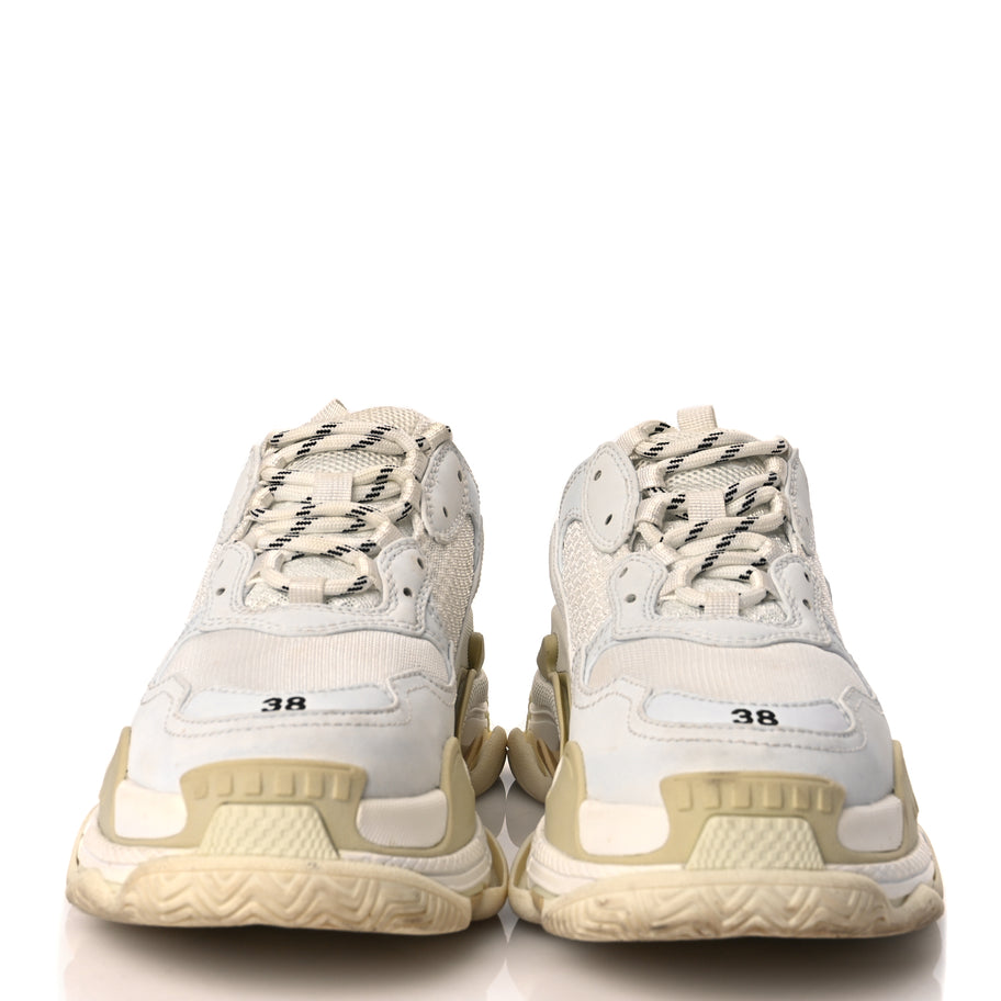 Balenciaga Fabric Mesh Womens Triple S Sneakers 38 White Image 2