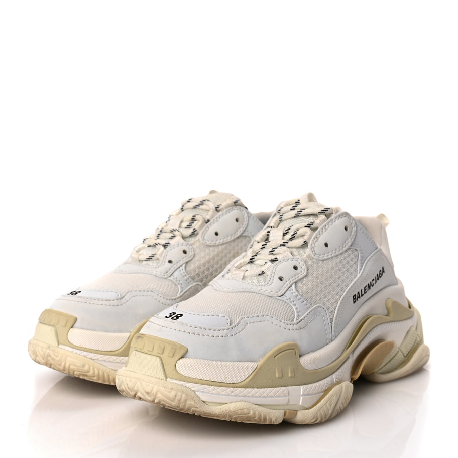 Balenciaga Fabric Mesh Womens Triple S Sneakers 38 White Image 3