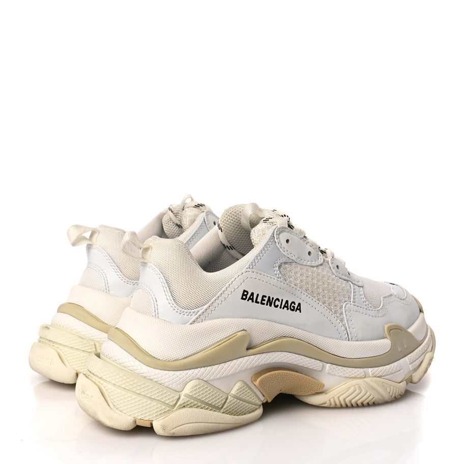 Balenciaga Fabric Mesh Womens Triple S Sneakers 38 White Image 4