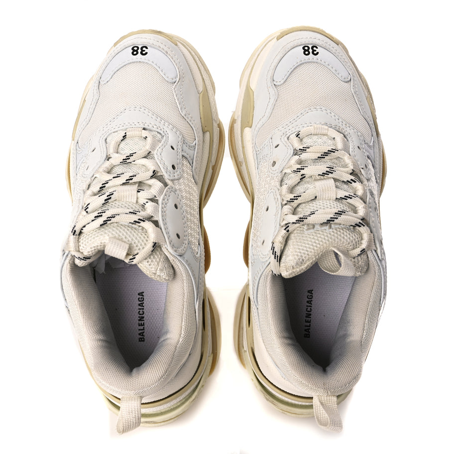 Balenciaga Fabric Mesh Womens Triple S Sneakers 38 White Image 5