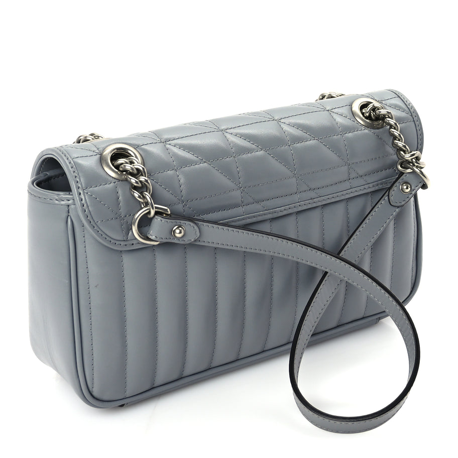 Gucci Calfskin Matelasse Aria Small GG Marmont Shoulder Bag  Deep Grey Image 2