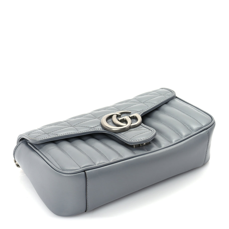 Gucci Calfskin Matelasse Aria Small GG Marmont Shoulder Bag  Deep Grey Image 3