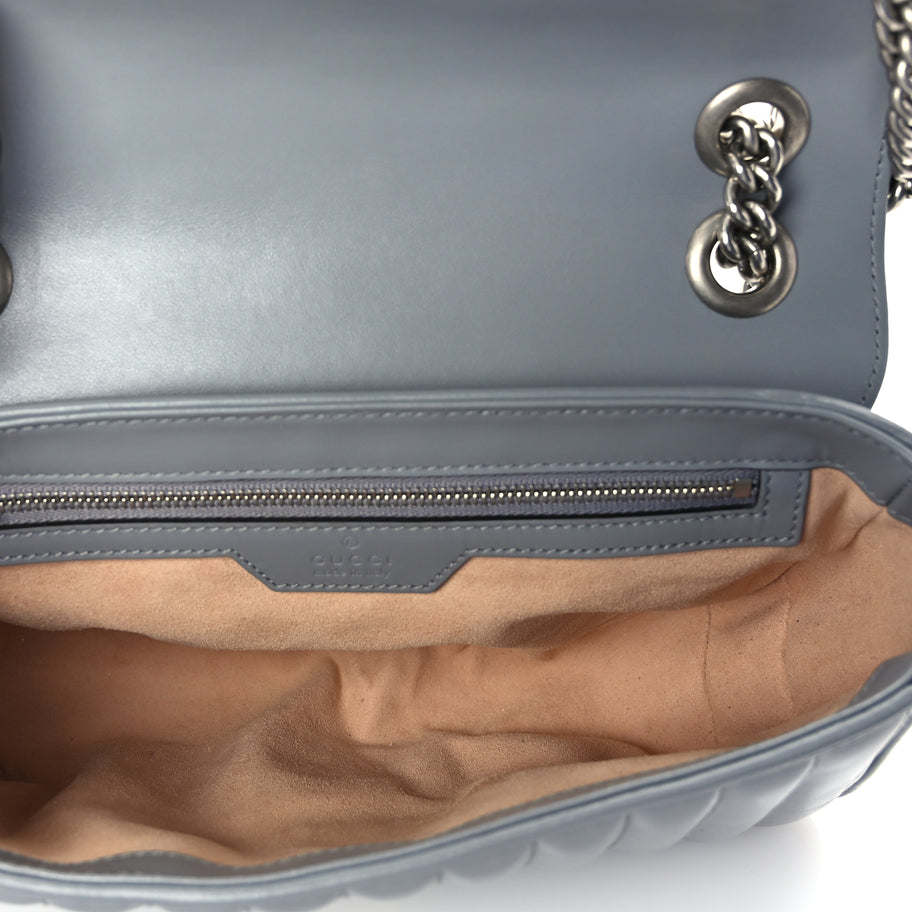 Gucci Calfskin Matelasse Aria Small GG Marmont Shoulder Bag  Deep Grey Image 4