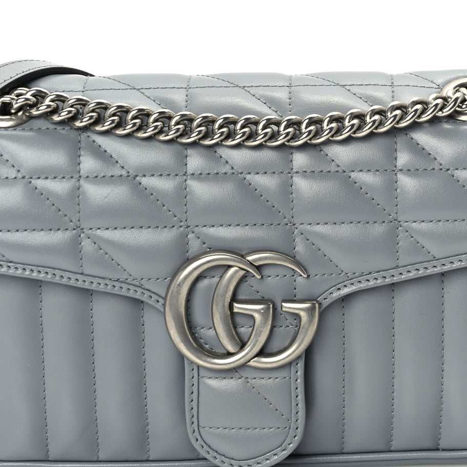 Gucci Calfskin Matelasse Aria Small GG Marmont Shoulder Bag  Deep Grey Image 6