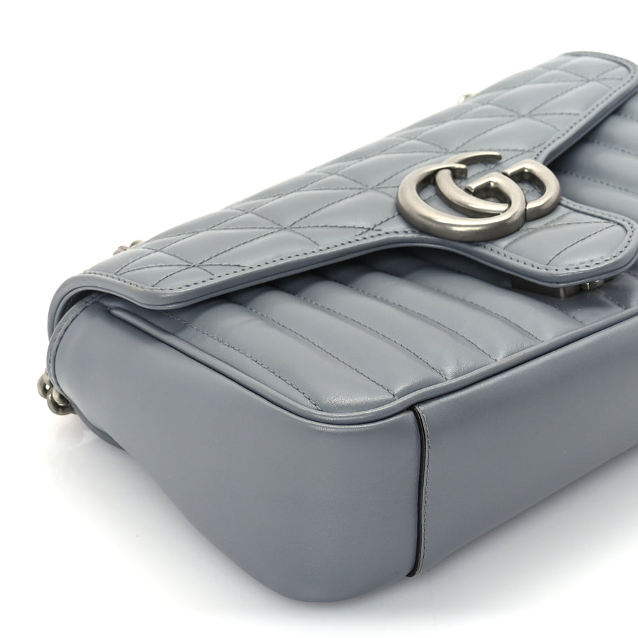 Gucci Calfskin Matelasse Aria Small GG Marmont Shoulder Bag  Deep Grey Image 7