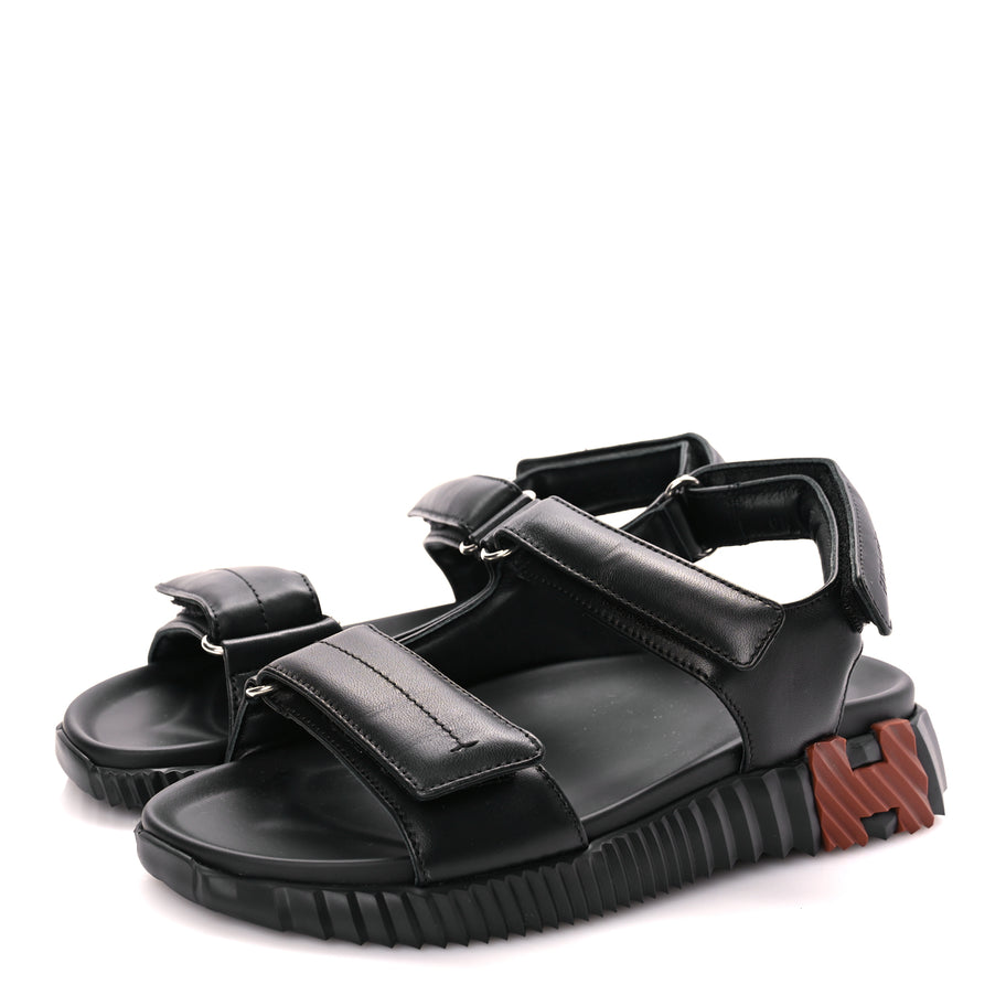 Hermes Nappa Junior Sandals 39 Black Image 4
