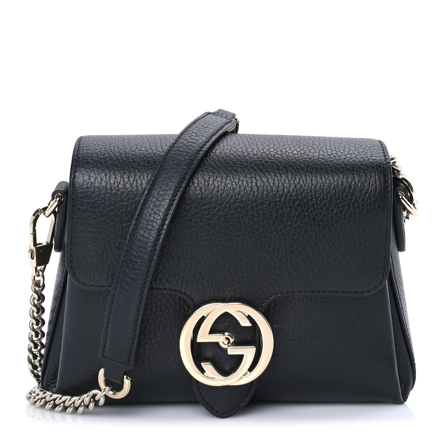 Gucci Dollar Calfskin Interlocking G Crossbody Bag Black Image 1