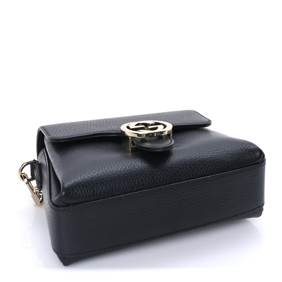 Gucci Dollar Calfskin Interlocking G Crossbody Bag Black Image 3