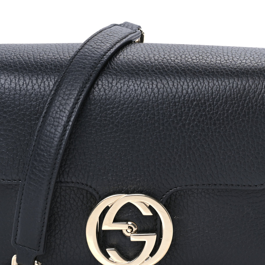 Gucci Dollar Calfskin Interlocking G Crossbody Bag Black Image 6