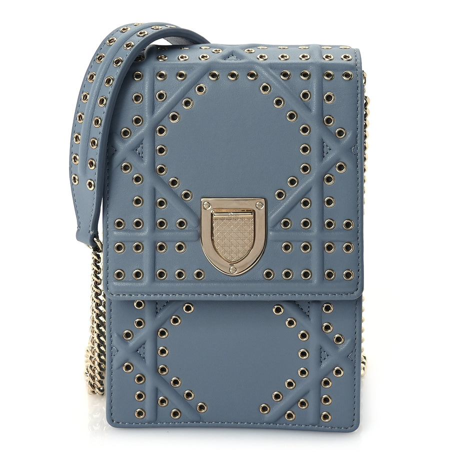 Christian Dior Lambskin Grommet Vertical Diorama Sky Blue Image 1