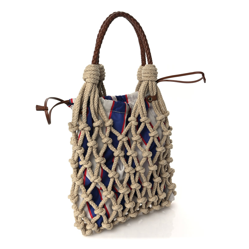  Prada Cotton Macrame Medium Noue Bag Corda Royal