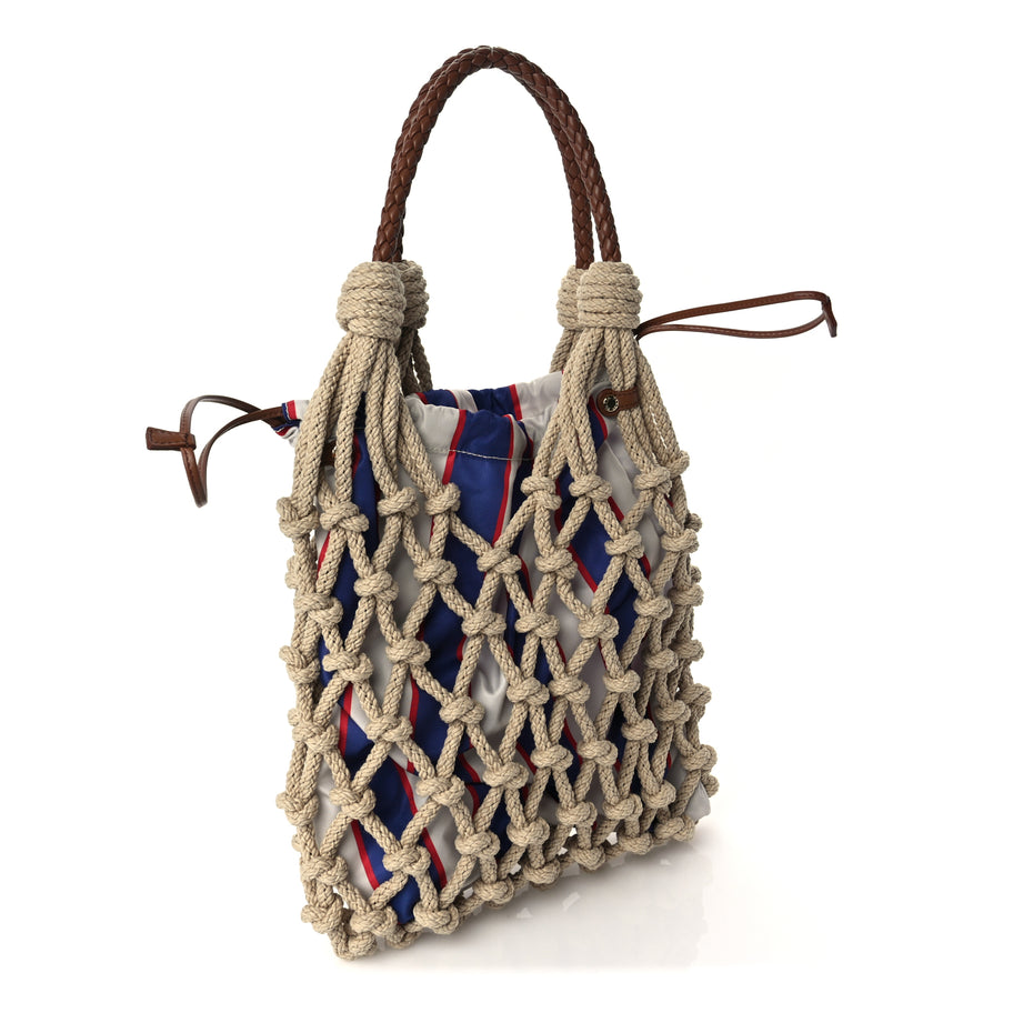 Prada Cotton Macrame Medium Noue Bag Corda Royal Image 2