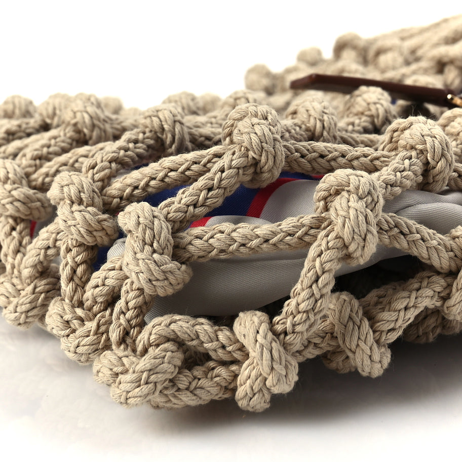 Prada Cotton Macrame Medium Noue Bag Corda Royal Image 8