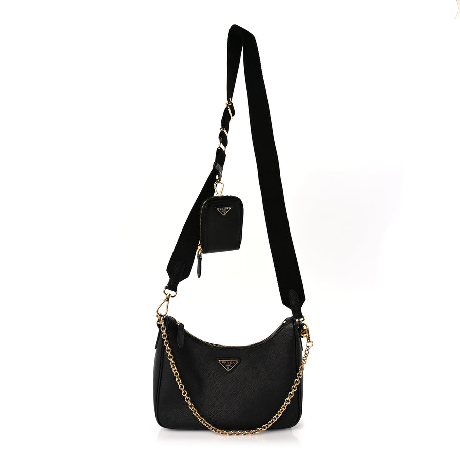 Prada Saffiano Lux Re-Edition 2005 Shoulder Bag Black Image 1