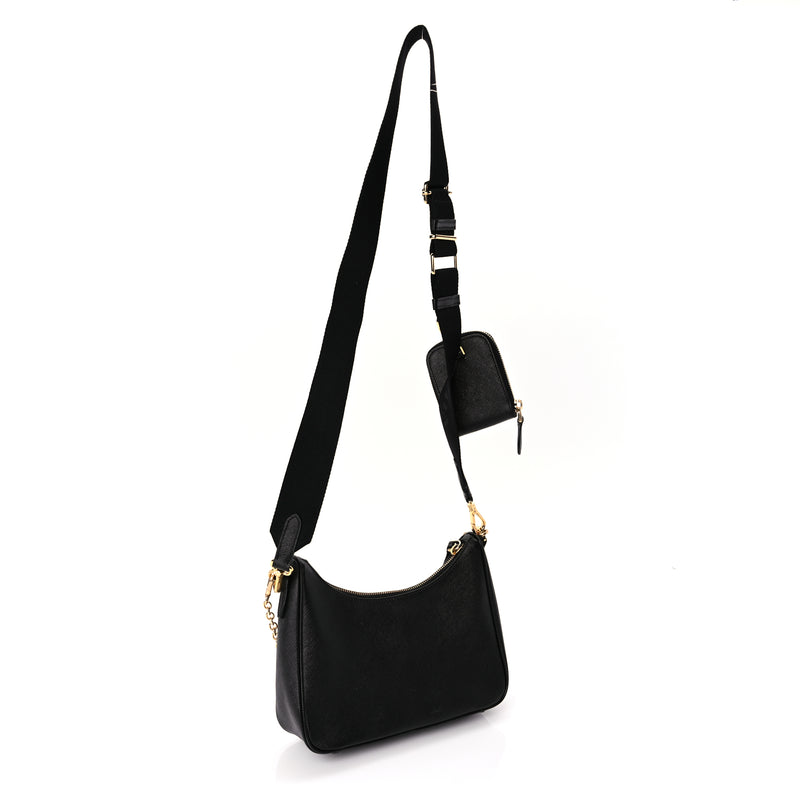  Prada Saffiano Lux Re-Edition 2005 Shoulder Bag Black
