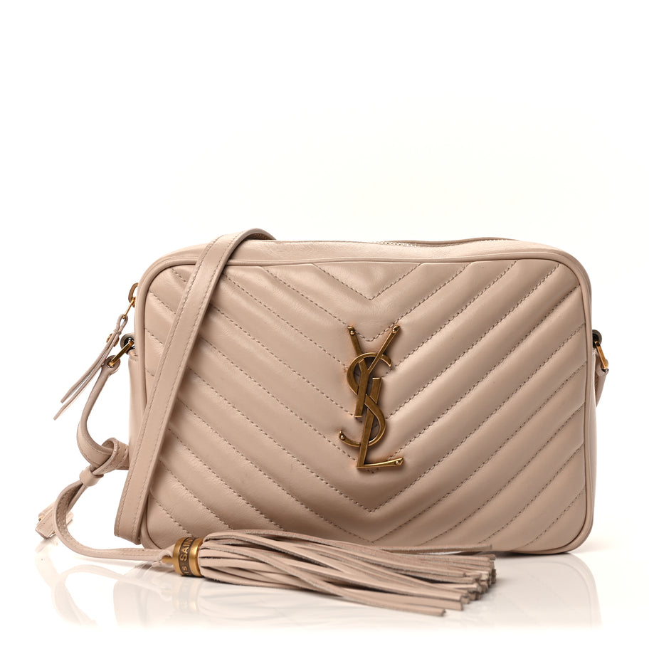 Saint Laurent Calfskin Matelasse Monogram Lou Camera Bag  Nude Powder Image 1