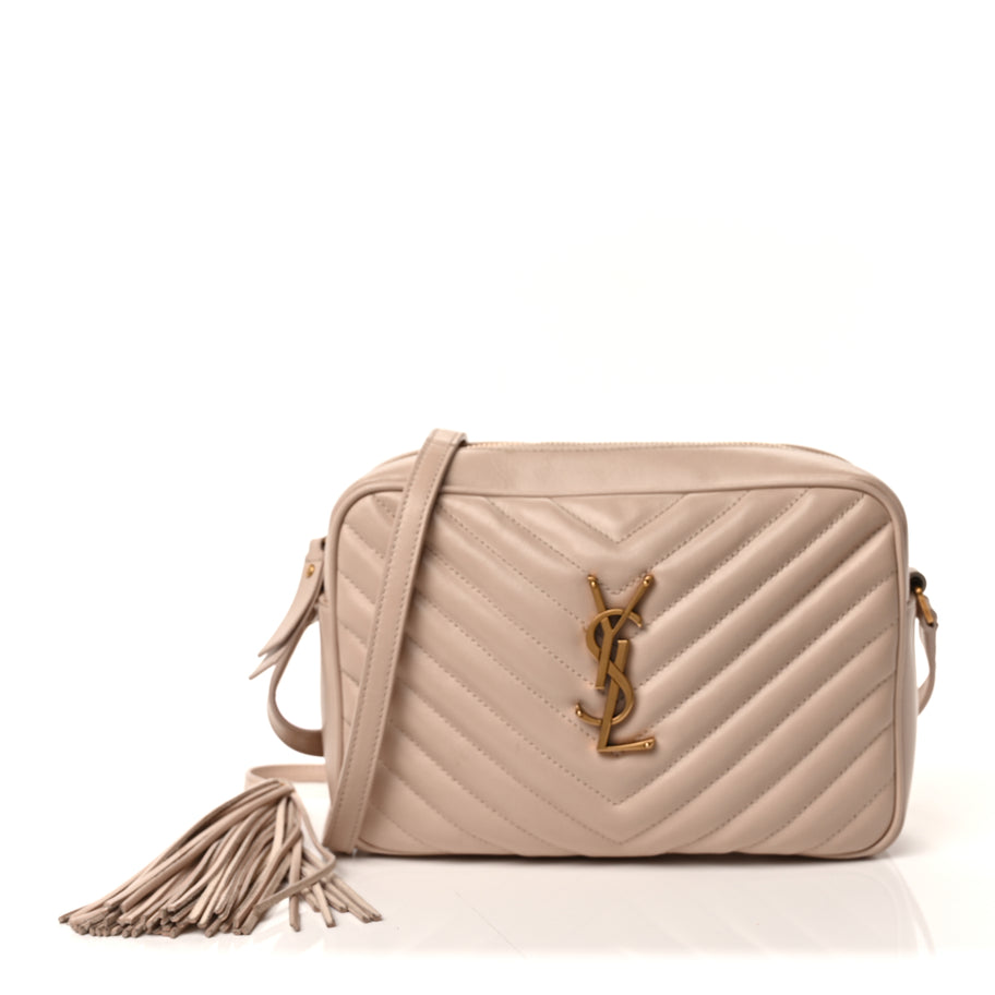 Saint Laurent Calfskin Matelasse Monogram Lou Camera Bag  Nude Powder Image 2