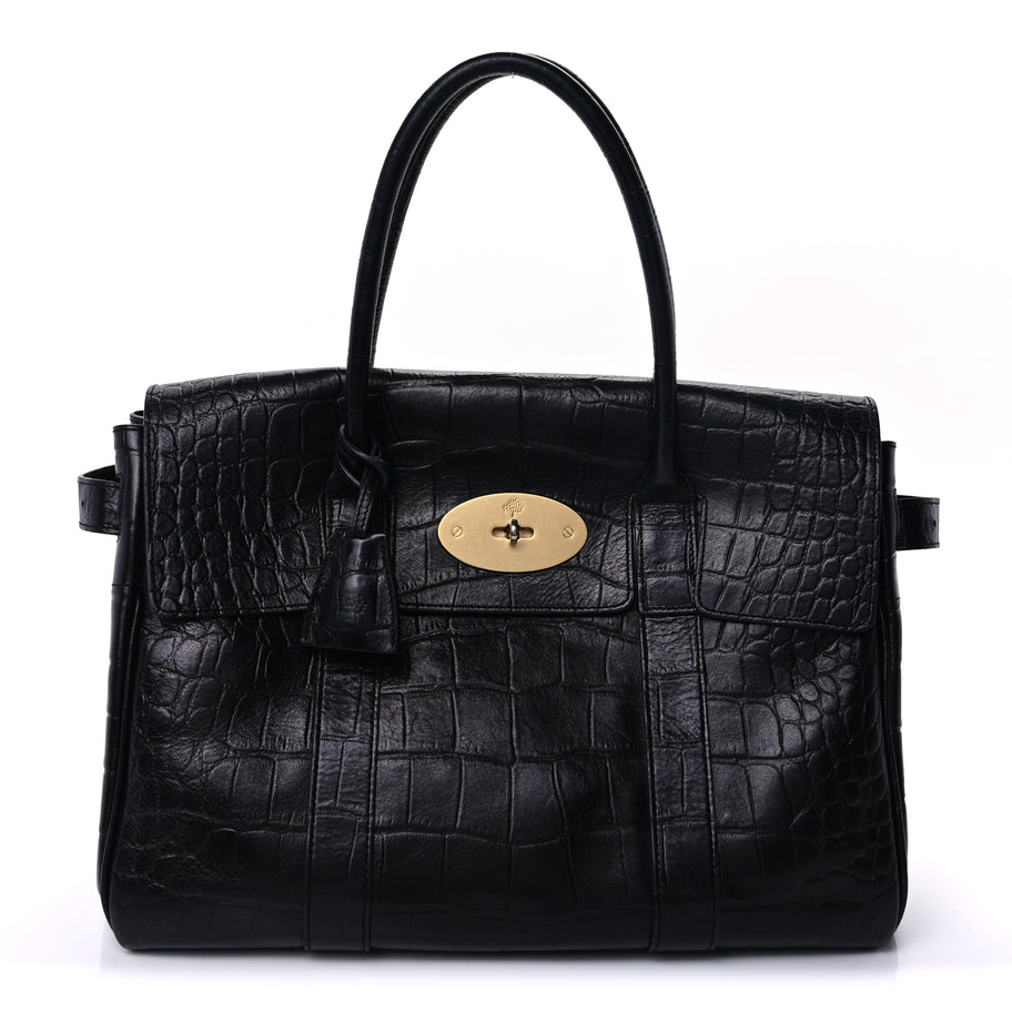 Mulberry Calfskin Crocodile Embossed Bayswater  Black Image 1