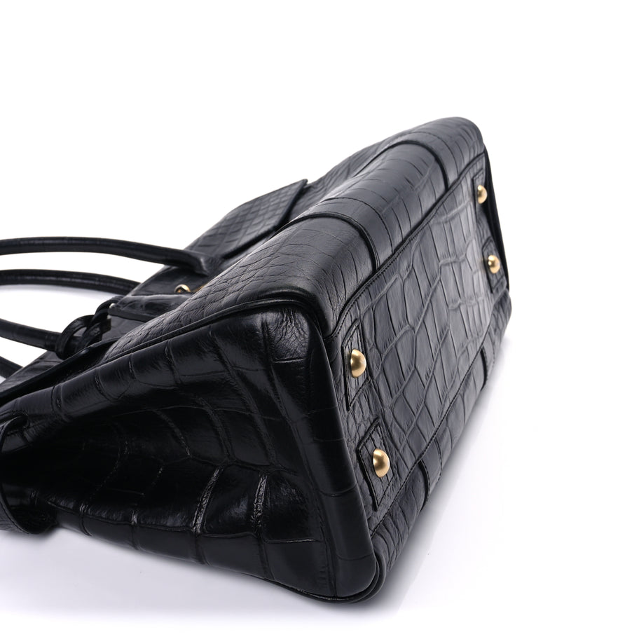 Mulberry Calfskin Crocodile Embossed Bayswater  Black Image 7