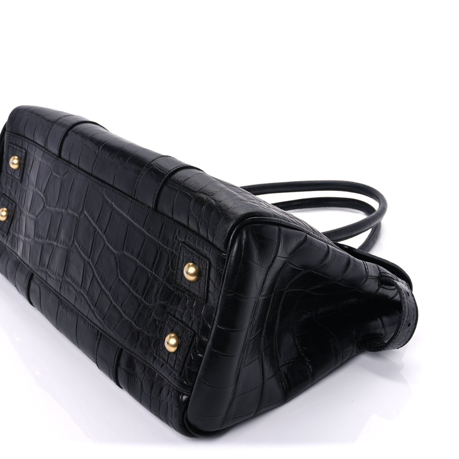 Mulberry Calfskin Crocodile Embossed Bayswater  Black Image 8