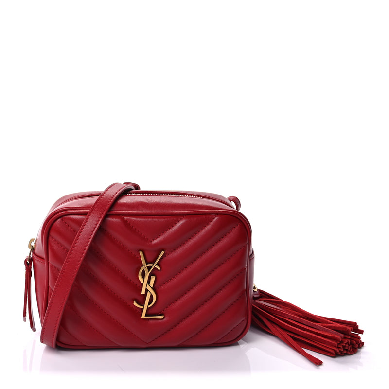  Saint Laurent Calfskin Matelasse Monogram Lou Belt Bag Rouge Eros