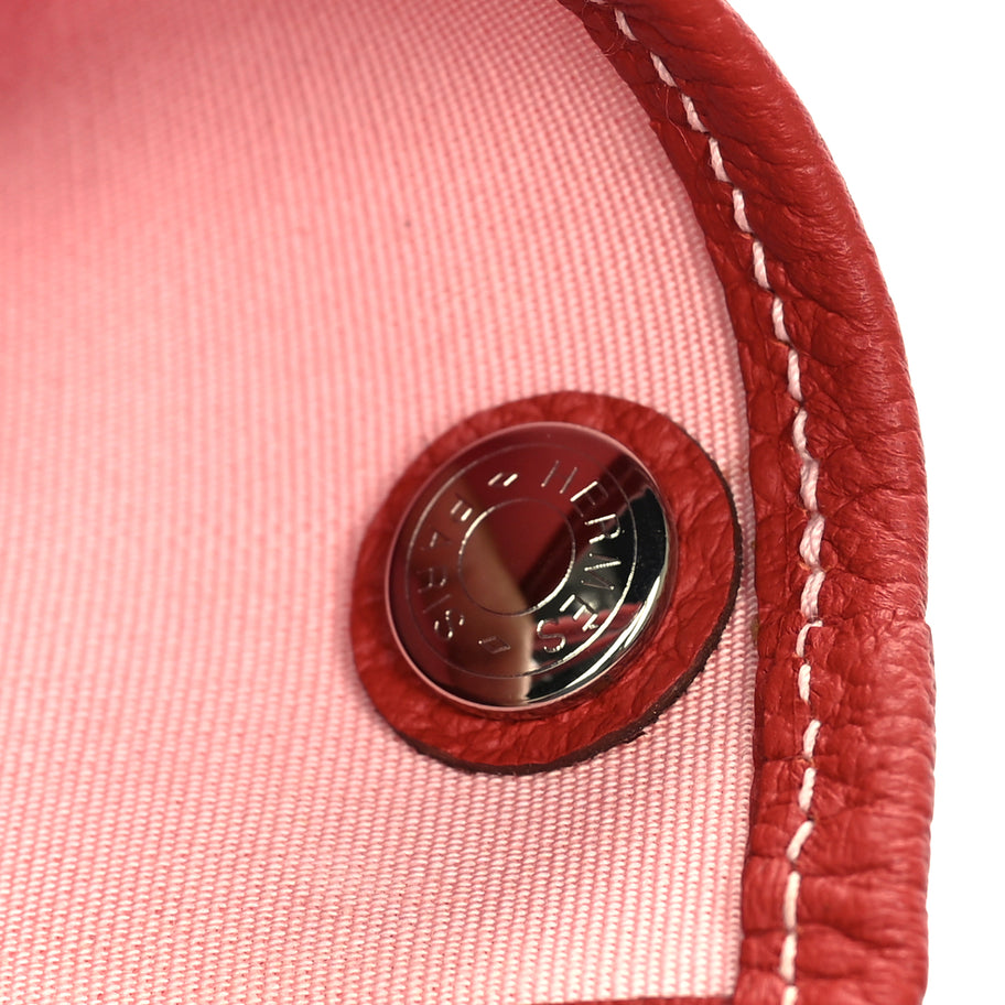 Hermes Toile Militaire Vache Country Garden Party Tote 30  Rose Sakura Rouge Duchesse Image 5