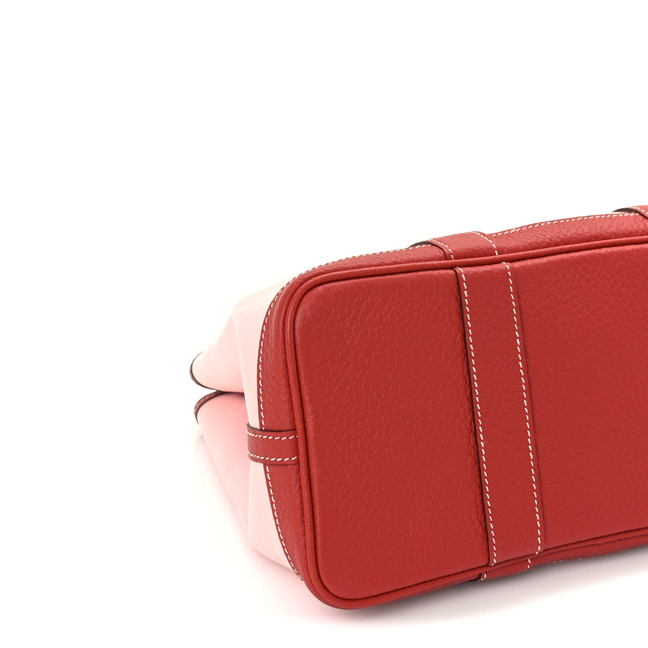 Hermes Toile Militaire Vache Country Garden Party Tote 30  Rose Sakura Rouge Duchesse Image 8