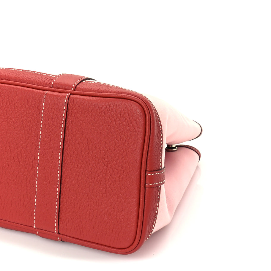 Hermes Toile Militaire Vache Country Garden Party Tote 30  Rose Sakura Rouge Duchesse Image 9