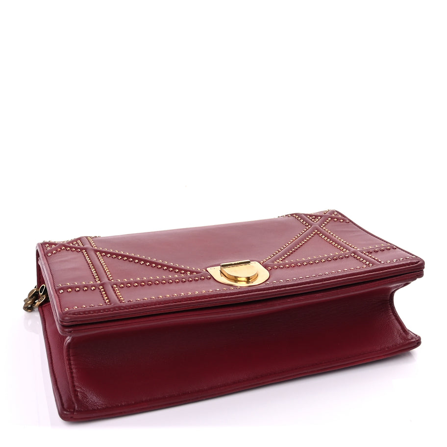 Christian Dior Calfskin Studded Medium Diorama Flap Bag Red Red Image 3