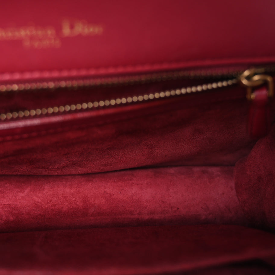 Christian Dior Calfskin Studded Medium Diorama Flap Bag Red Red Image 4