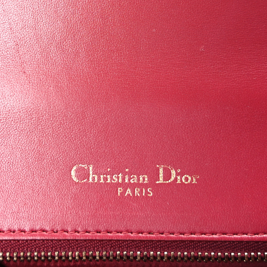 Christian Dior Calfskin Studded Medium Diorama Flap Bag Red Red Image 5
