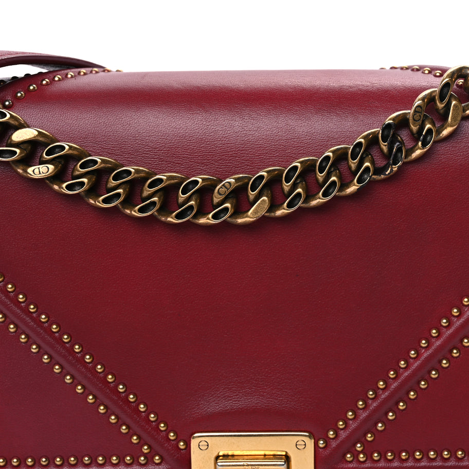 Christian Dior Calfskin Studded Medium Diorama Flap Bag Red Red Image 6