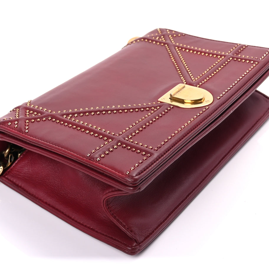 Christian Dior Calfskin Studded Medium Diorama Flap Bag Red Red Image 7