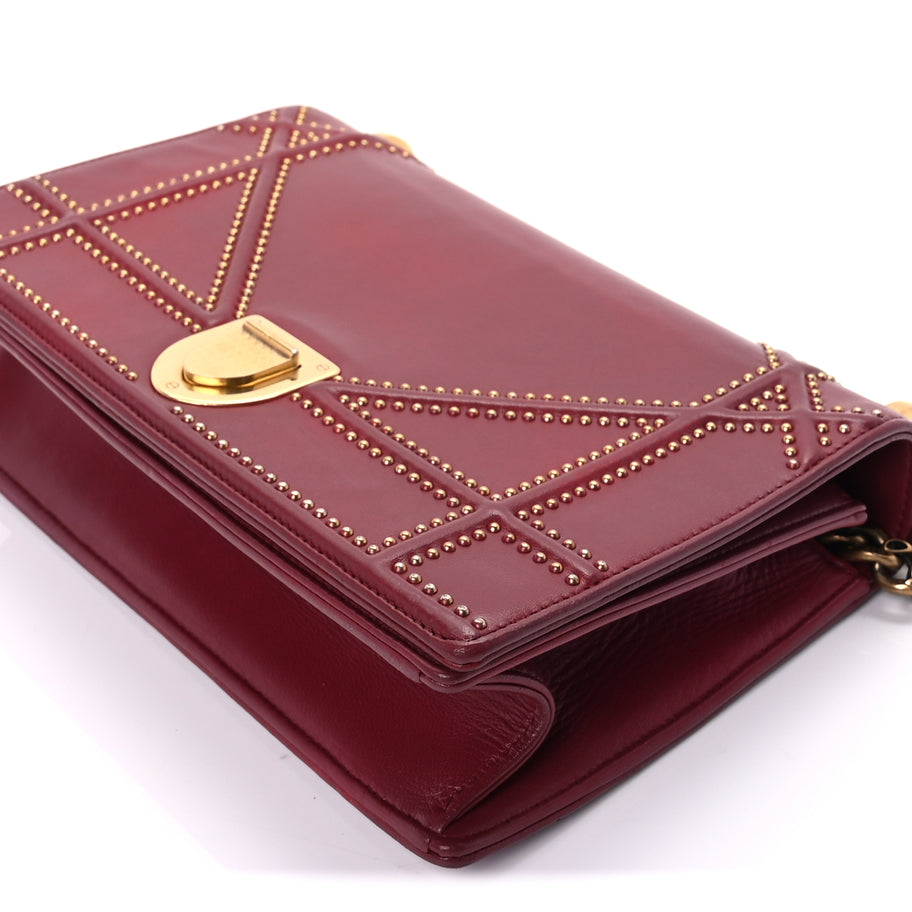 Christian Dior Calfskin Studded Medium Diorama Flap Bag Red Red Image 8