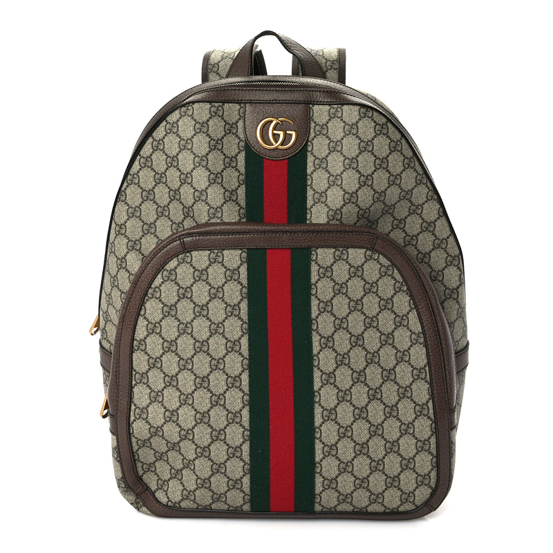  Gucci GG Supreme Monogram Medium Ophidia Day Backpack Brown