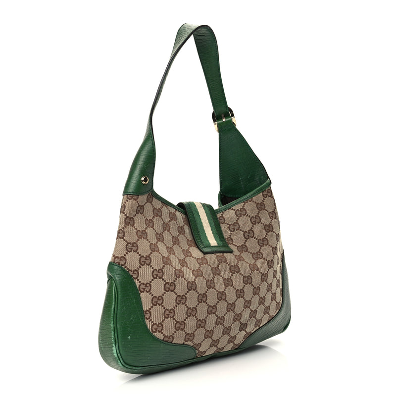  Gucci Monogram Web Junco Small Hobo Green