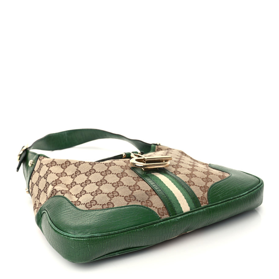 Gucci Monogram Web Junco Small Hobo Green | Luxe Collective