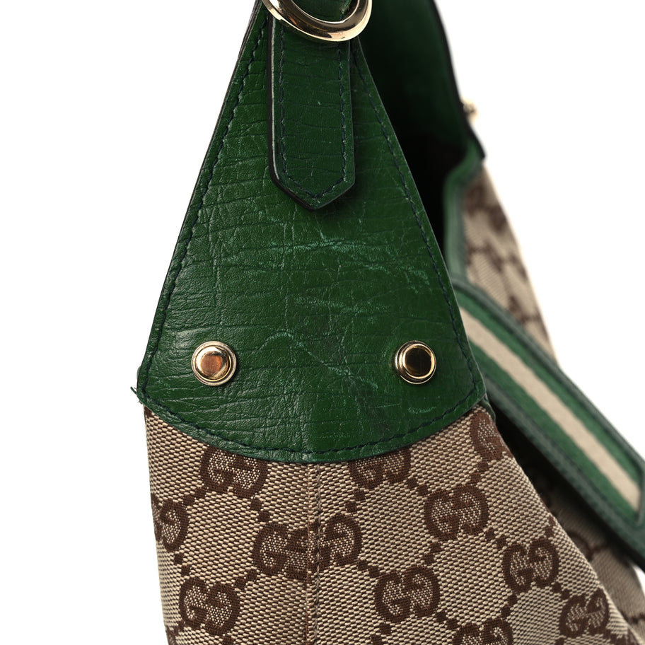 Gucci Monogram Web Junco Small Hobo Green Image 12